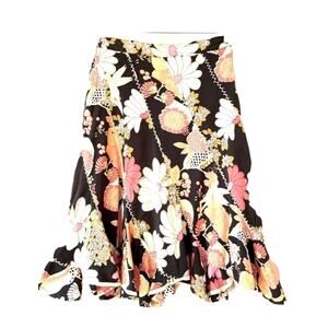 VTG Black Floral Flare Skirt Fairy Sz 8 Inner Child Cottagecore Patchwork Whimsy